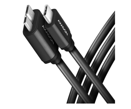 Kabel AXAGON BUMM3-CM10AB Kabel Micro-B USB, USB-C 3.2 Gen 1, 1m, 3A, ALU, PVC Czarny